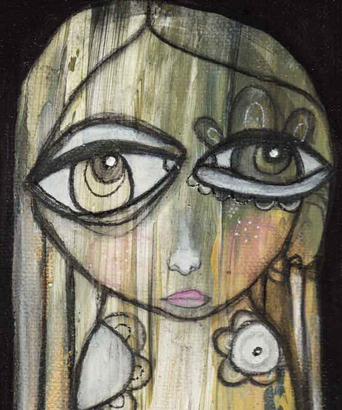 mixed media painting waiting in the dark