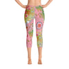 Abstract Capri leggings, Workout Pants 'Pink Feathers, Flowers, Showers'