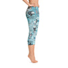 Abstract Capri leggings, Workout Pants 'Blue Sky'