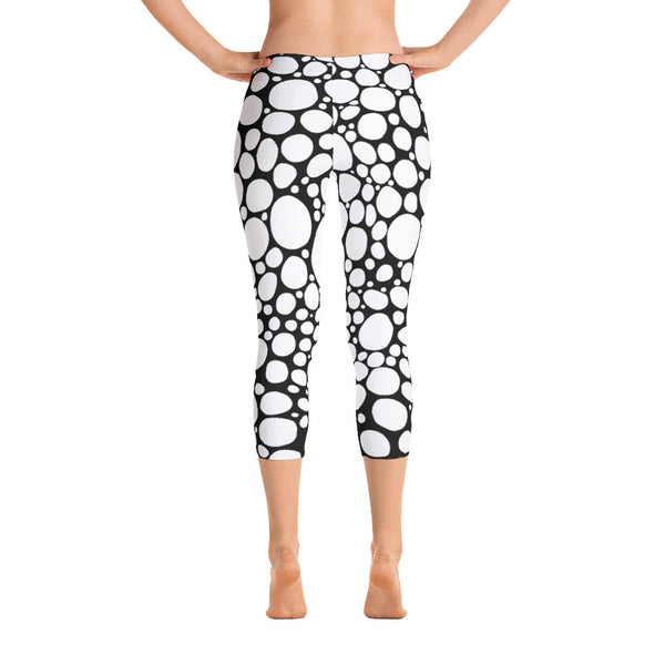 Abstract Capri leggings, Workout Pants 'BW Bubbles