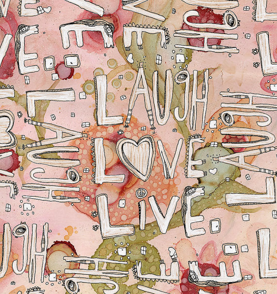 Tapestry Laugh Love Live floral home accessories by C.Cambrea