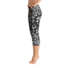 Abstract Capri leggings, Workout Pants 'Black Birds of a Flower'