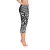 Abstract Capri leggings, Workout Pants 'Black Birds of a Flower'