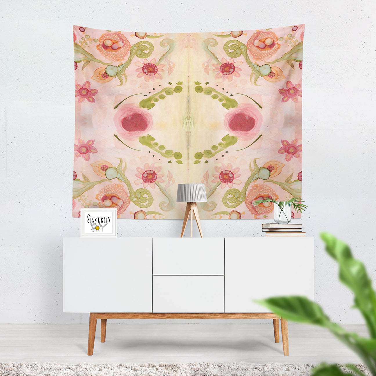 plant tapestry wall hanging Wall Art Tapestry 'Kali Floral' original abstract home decor