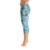 Abstract Capri leggings, Workout Pants 'Blue Sky'