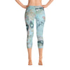 Abstract Capri leggings, Workout Pants' Organic in Blue'