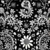 Black white floral pillow