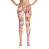 Abstract Capri leggings, Workout Pants 'Flower Doodle'