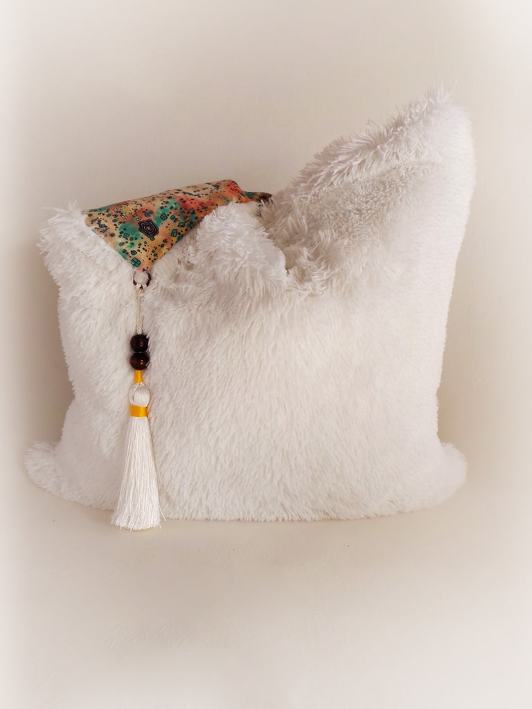 HiEnd Accents Oversized White Mink Throw Pillow